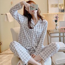 피어니스트 여성용 스위트 홈웨어 긴소매 잠옷 상하의 세트