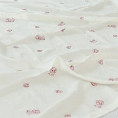 小豬刺繡人造絲夏季薄被, 粉色的