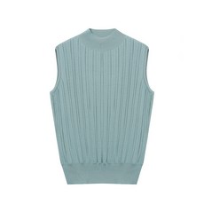 탱커스 여성용 하이넥 빅골지 민소매 니트