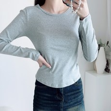 이지스튜디오 여성용 투썸 슬림핏 쫀쫀 베이직 긴팔 티셔츠