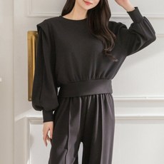 라라온 면 라운드넥 어깨 핀턱 맨투맨 25TSP3580