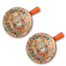 Tions T42 家庭派對人物手柄烤箱意大利麵碗 2 件套, 橘色, 1個