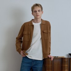 MIND BRIDGE 男款 COUTURE 毛圈布卡車司機夾克式拉鍊開襟衫 M1CD2170