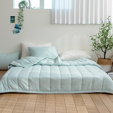素色柔軟衍縫薄被, 蘋果薄荷綠
