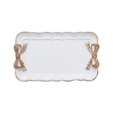 무다스 빈티지 렉탱글 리본 다용도 수납 인테리어 트레이, 화이트