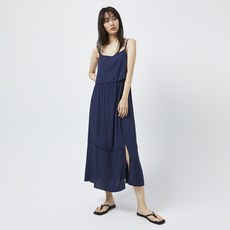 JAJU (JAJU) 女款馬甲式層次連身裙, 海軍藍