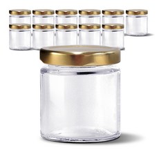 韓國Mir 玻璃瓶 迷你圓形螺紋 金色, 12個, 100ml