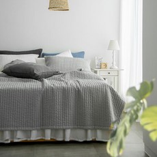 Ellen Bedding生物水洗素色薄墊兼薄被, 灰色