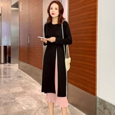 孕婦假兩件式百褶連身裙
