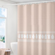 Market感性 可愛圖案浴簾 小熊 米色 80 x 180 cm, 1個