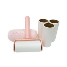 Ju and Ji 攜帶式除塵黏性滾筒 粉色+補充包 3入, 1組