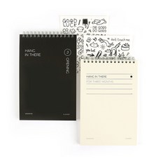 WANNATHIS Hang Dal Daily 3 個月學習計劃書 2 款 + 貼紙 2 款套組, 淺灰色、黑色（計劃者）