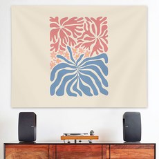 MA 牆面裝飾插畫掛布, 粉藍色