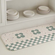 Rugum 格紋G-Art PVC防水多用途廚房緩衝地墊, 點綴綠色, 1個