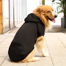 ARTIPET 寵物背部拉鍊口袋連帽T恤, 1個, 黑色