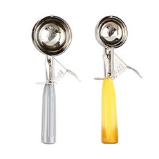 ZEUS Kitchenware 不鏽鋼冰淇淋勺 70mm + 54mm 套組, 灰色(70mm), 黃色(54mm), 1套
