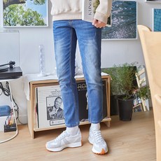 PLAYS 男性用保暖絨毛內裡彈性直筒牛仔褲