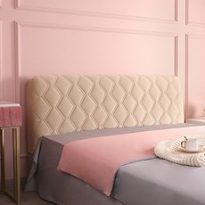 菱形絎縫毛絨床頭套, 米色