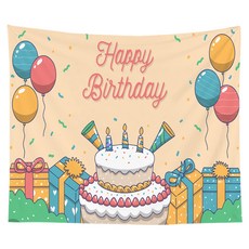 페이토 해피 생일 태피스트리 배경 현수막, H1
