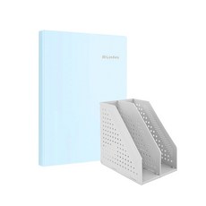 deLi 雙折書架 + Linfini 透明文件夾 20p 套組 78999-72411, 灰色（書架）、藍色（透明文件）, 1套