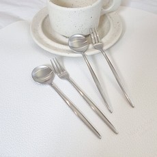 Bueokdaom Plitvice 304不鏽鋼茶匙+叉子組, 2套, 茶匙 2p + 茶叉 2p