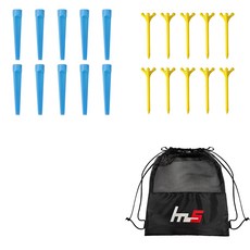 NAYASTYLE 塑膠高爾夫長球梯 藍色 10入 + ABS高爾夫長球梯 黃色 10入 + 收納袋套組 GFYP-185-2 172-2PU, 混合色