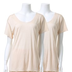 Carrylucy 大尺碼人造絲三分短袖內衣 2件組