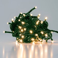 HOMETNER 聖誕樹燈串 感性照明 氣氛燈 LED 200球 + 閃爍器組合, 燈泡色 + 綠色線, 20m