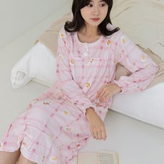 민트코코아 여성용 포근데이 긴팔 수면 원피스 잠옷