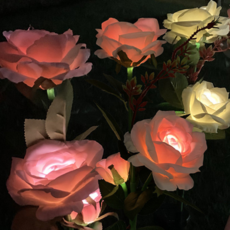 莉娜能源 LED 太陽能植物 花 人造花園 光 燈光 粉紅玫瑰, 粉色的