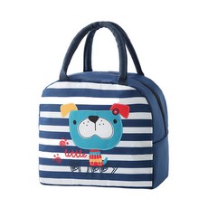 클레어라 귀여운 캐릭터 보온 보냉 학생 도시락 가방, 네이비 강아지, 1개