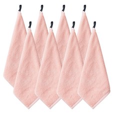 SOFT TOUCH 40支棉精梳棉素色掛環擦手巾 50g 8入, 粉色的, 8個