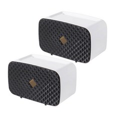 MONACO OLIVE 無孔黑白立方方形紙巾架, 黑色的, 2個