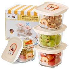 Firgi 寶寶副食品玻璃容器, 吐司先生髮廊, 4個, 230ml