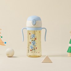 BEBE PICK 孩童一鍵式按壓彈蓋PPSU吸管水杯, 1個, 藍鈴珊瑚鯊, 250ml