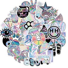 Betterful 行李箱 筆記型電腦 露營 裝飾 防水 鐳射貼紙 50入組, 1套, 混合色