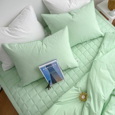 Rebecca純棉高密度生物水洗飯店式枕頭套, 薄荷綠, 1個