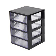 하라데코 4단 슬림 미니 정리함 대, 블랙, 1개