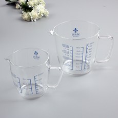 Mash Florence 玻璃藍色量杯 250ml + 500ml 套組, 混色