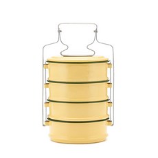 琺瑯便當盒 大號 4層, 黃色, 1個