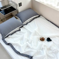 루시드슬립 국내 제조 시원보송 오션 시어서커 여름 홑이불시원보송 홑이불, 다크 그레이
