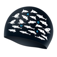 AQUS 矽膠泳帽 鯊魚 AC32S87, 海軍藍, 1個