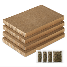 OKHEE DOKHEE 玉熙獨熙 耐用瓦楞紙貓抓板 貓薄荷補充包組, 4組, 淺棕色