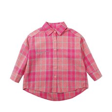 Bebeniz 女童字母刺繡簡約格紋襯衫