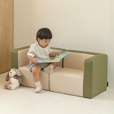 루나스토리 유아용 와이드 소파 의자 1인용 R, 올리브