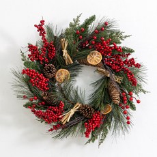 flowertree 室內牆面裝飾松果花環 45公分, 肉桂莓果