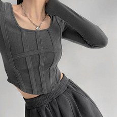 PEONIST 女款線條修身顯瘦長袖T恤