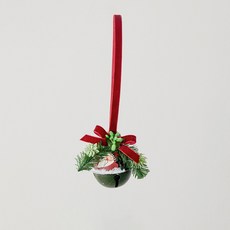 Sonio 緞帶鈴鐺聖誕室內裝飾品, 1個, 03 綠紅鈴鐺