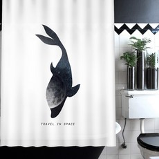 Changmungeurigi 設計款布質浴簾 宇宙海豚 180 x 180 cm, 1個
