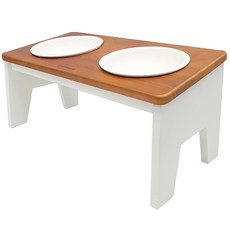 Monagio 寵物中大型犬天然原木陶瓷餐具組 (2口), 1個, 自然白